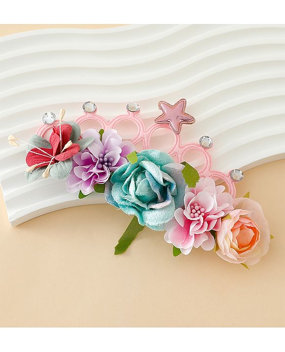 Babyhug Headbands With Floral Applique - Multicolor