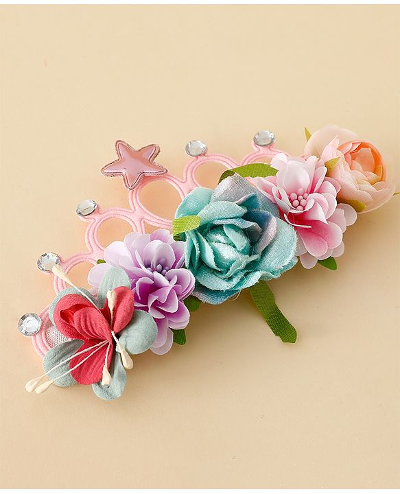 Babyhug Headbands With Floral Applique - Multicolor