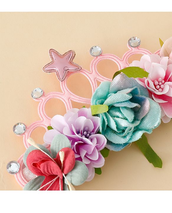 Babyhug Headbands With Floral Applique - Multicolor