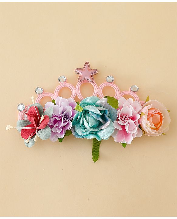 Babyhug Headbands With Floral Applique - Multicolor