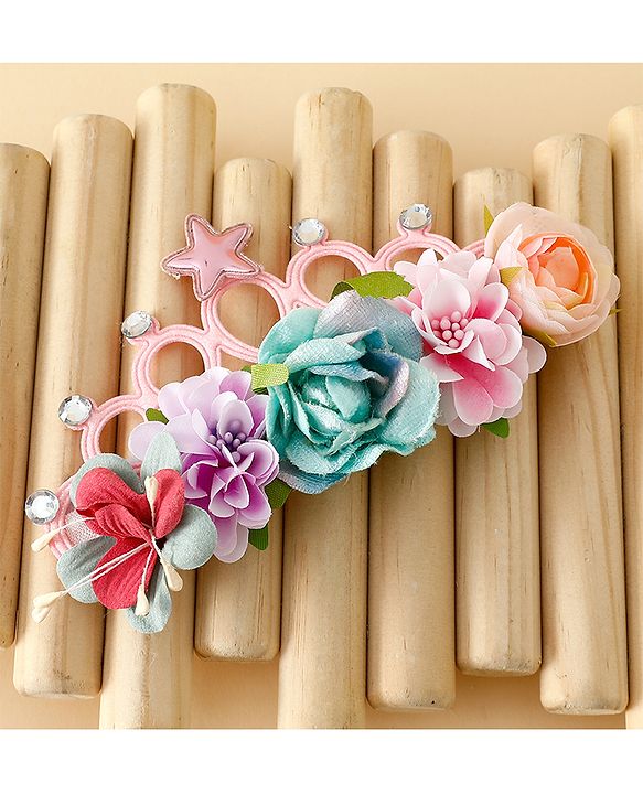 Babyhug Headbands With Floral Applique - Multicolor