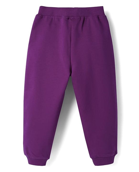 Babyhug Disney Terry Knit Full Length Track Pant With Minnie Mouse Graphics - Purple