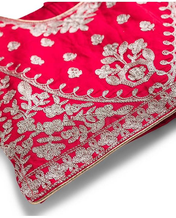 Babyhug Net Woven Half Sleeves Choli Lehenga & Dupatta Set With Floral Embroidery - Red