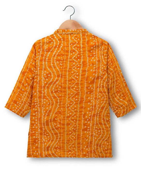 Babyhug Cambric Woven Full Sleeves Kurta Pajama Set with Motif Print- Mustard