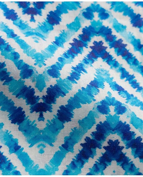 Babyhug Cambric Woven Full Sleeves Kurta Pajama Set with Chevron Print - Blue