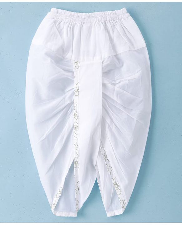 Babyhug Cambric Woven Full Sleeves Kurta Dhoti Set with Floral Print - White