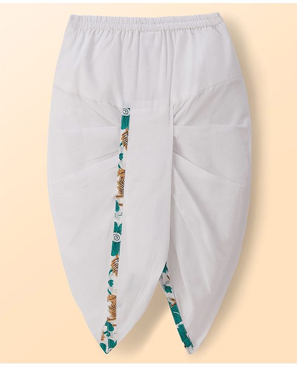 Babyhug Cambric Woven Full Sleeves Kurta Dhoti Set With Floral Print - White