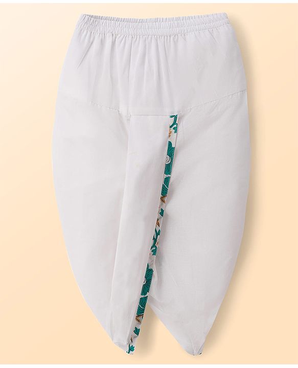 Babyhug Cambric Woven Full Sleeves Kurta Dhoti Set With Floral Print - White