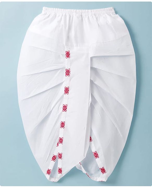 Babyhug Cambric Woven Full Sleeves Kurta Dhoti Set with Floral Print - White