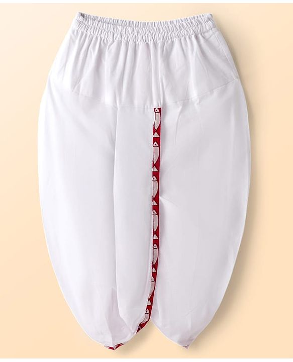 Babyhug Cambric Cotton Woven Full Sleeves Kurta Dhoti Set with Fish Print - Red & White