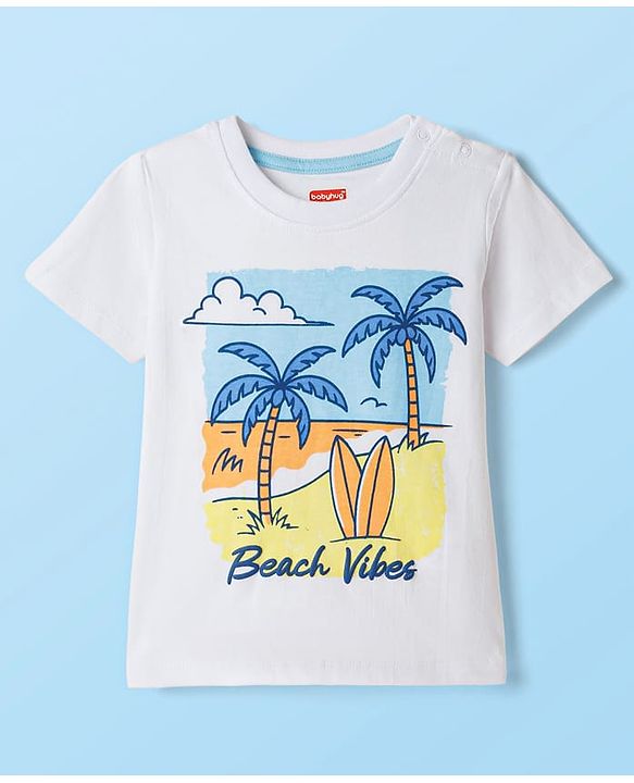 Babyhug Cotton Knit Half Sleeves T-Shirts With Beach Theme Print Pack of 3 - Multicolor