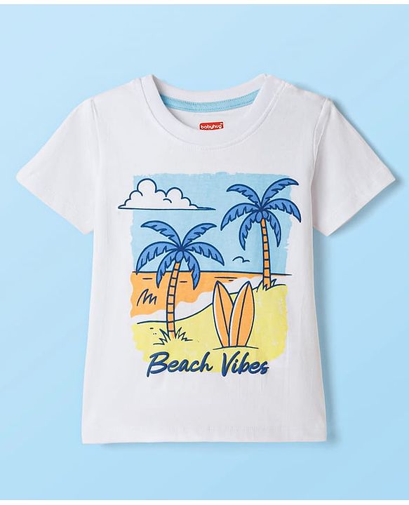 Babyhug Cotton Knit Half Sleeves T-Shirts With Beach Theme Print Pack of 3 - Multicolor