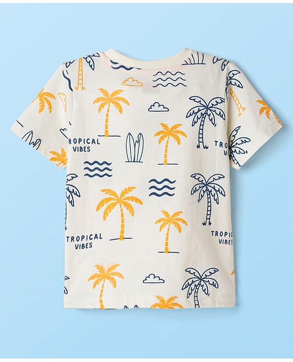 Babyhug Cotton Knit Half Sleeves T-Shirts With Beach Theme Print Pack of 3 - Multicolor