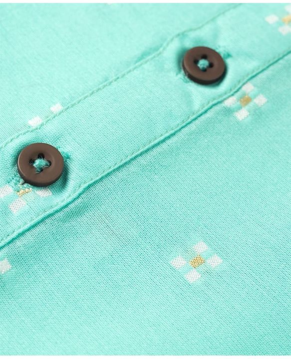 Babyhug 100% Cotton Woven Full Sleeves Floral Embroidered Kurta & Dhoti Set - Turquoise