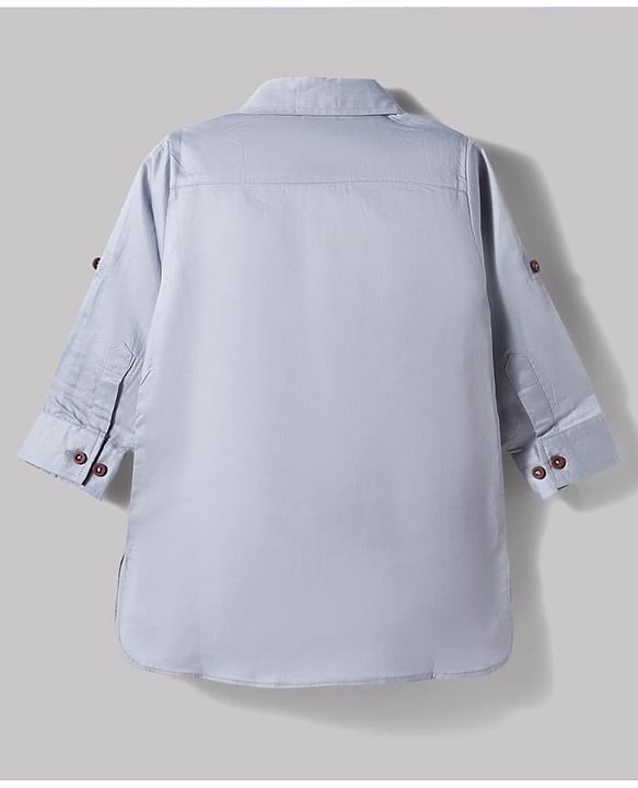 Babyhug 100% Cotton Woven Full Sleeves Solid Pathani Kurta & Pyjama Set - Grey
