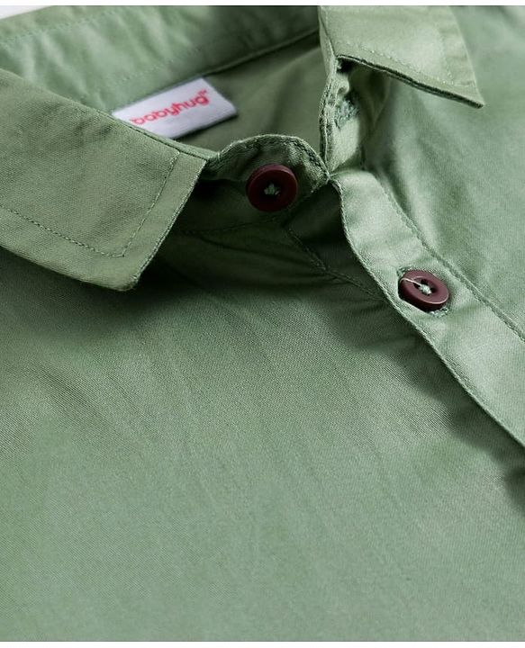 Babyhug 100% Cotton Woven Full Sleeves Solid Pathani Kurta & Pyjama Set - Olive Green
