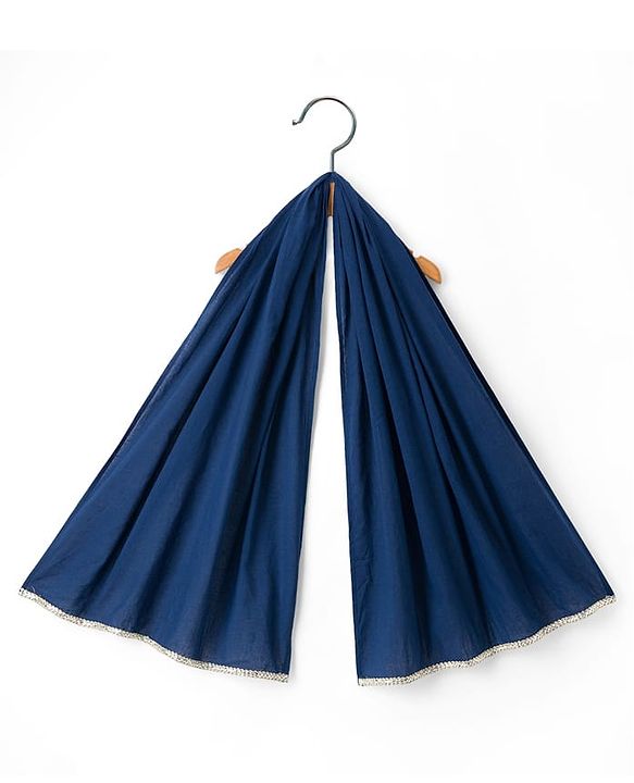 Babyhug Cotton Woven Three Fourth Sleeves Kurta & Palazo Set With Dupatta - Navy Blue