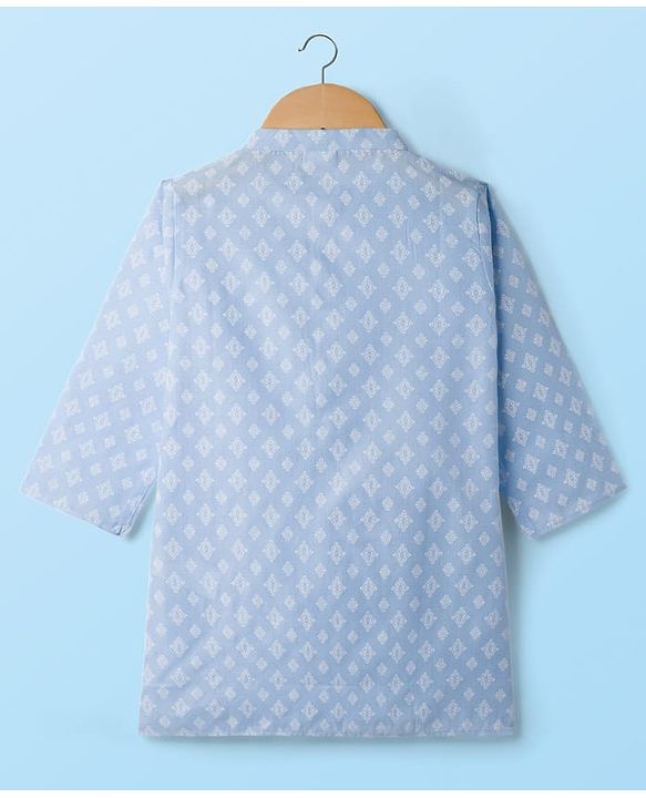 Babyhug Cambric Woven Full Sleeves Printed Kurta Pyjama Set - Blue