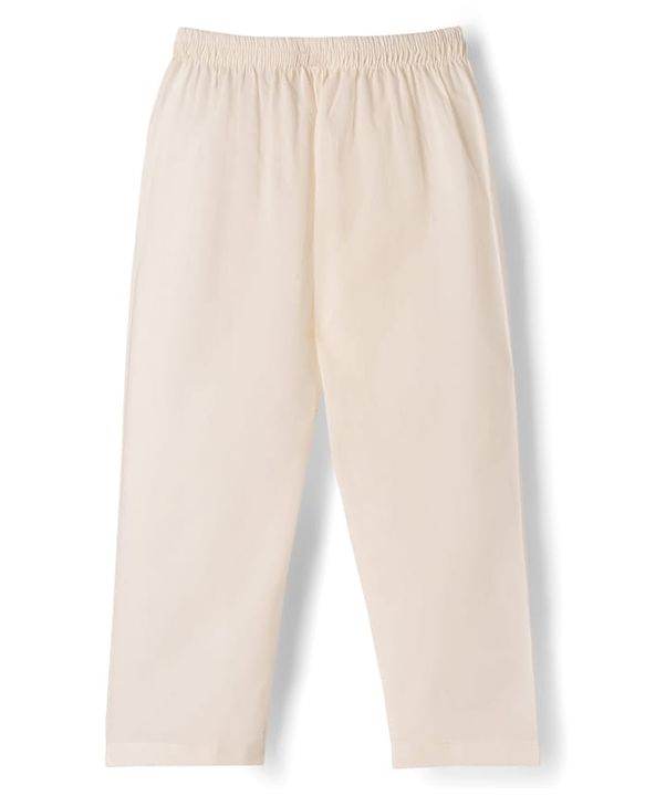 Babyhug Cambric Woven Full Sleeves Kurta Dhoti Set with Floral Print - Off White