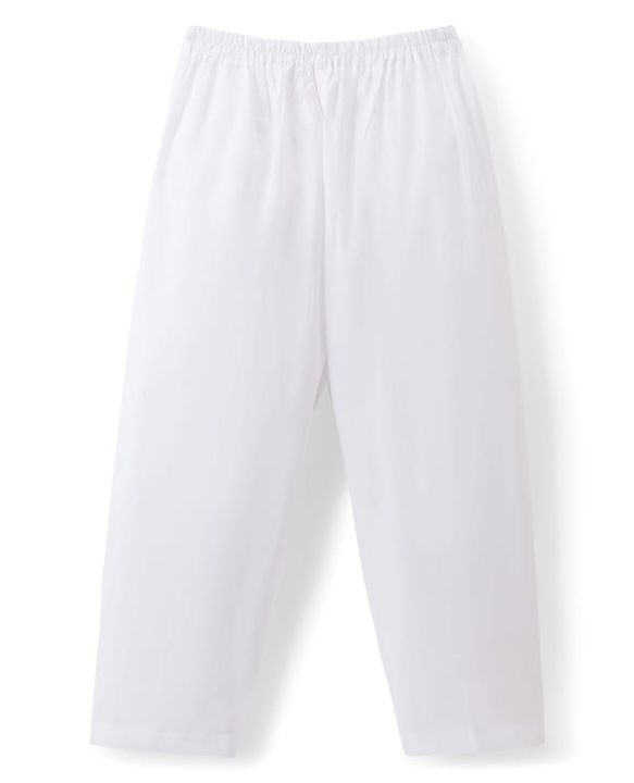 Babyhug 100% Cotton Woven Full Sleeves Goss Solid Kurta & Pyjama Set - Light Blue & White