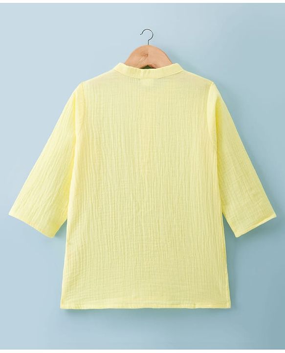 Babyhug 100% Cotton Woven Full Sleeves Goss Solid Kurta & Pyjama Set - Yellow