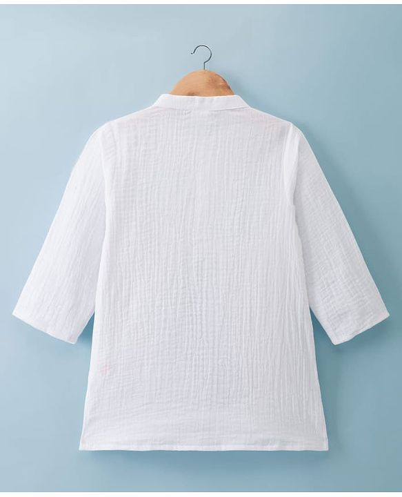 Babyhug 100% Cotton Woven Full Sleeves Goss Solid Kurta & Pyjama Set - White