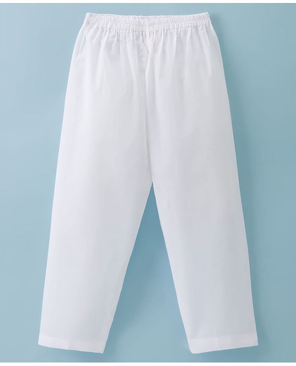 Babyhug 100% Cotton Woven Full Sleeves Goss Solid Kurta & Pyjama Set - White