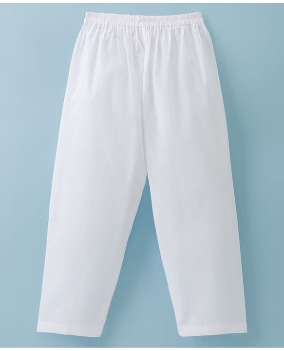 Babyhug 100% Cotton Woven Full Sleeves Goss Solid Kurta & Pyjama Set - White