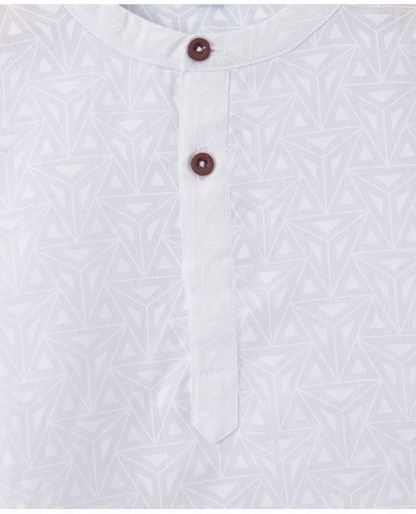 Babyhug Cambric Woven Full Sleeves Imbossed Printed Kurta Pajama Set - White