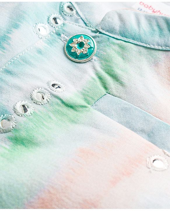 Babyhug Cambric Woven Full Sleeves Kurta Pyjama Set With Printed Nehru Jacket - White