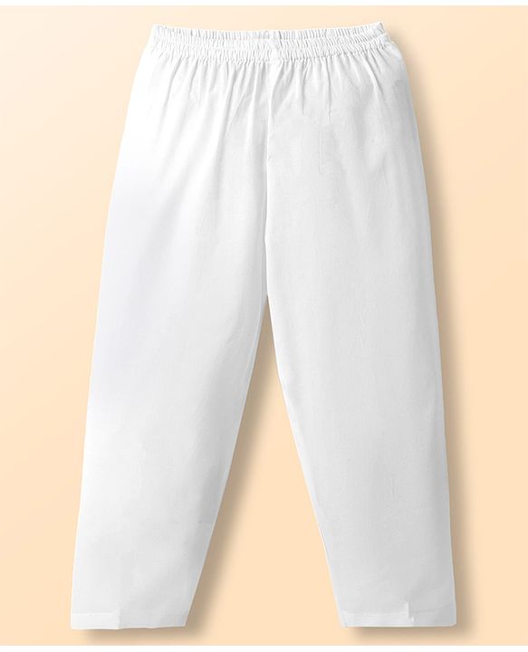 Babyhug Cambric Woven Full Sleeves Embroidered Kurta & Pyjama Set - White