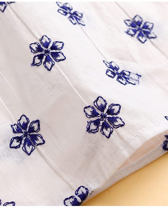 Babyhug Cambric Woven Full Sleeves Floral Printed Kurta Pyjama Set - White