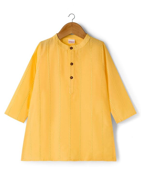 Babyhug 100% Cotton Woven   Cambric Full Sleeves  Embroidered Kurta & Pyjama Set - Yellow
