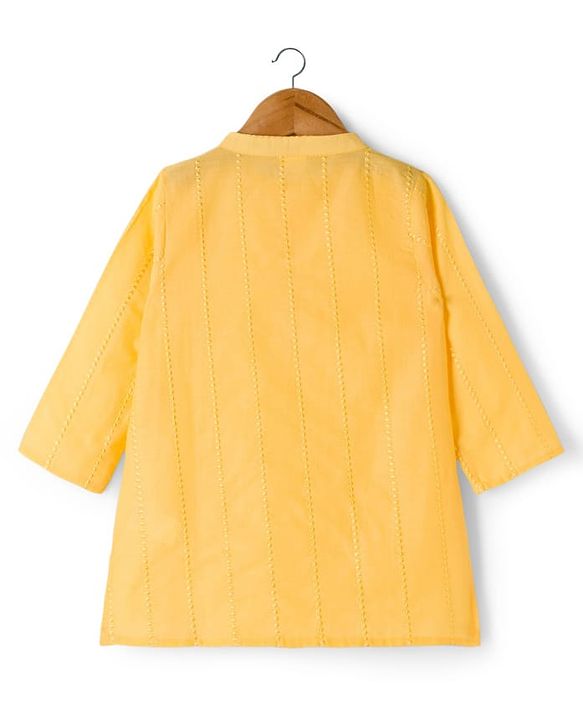 Babyhug 100% Cotton Woven   Cambric Full Sleeves  Embroidered Kurta & Pyjama Set - Yellow