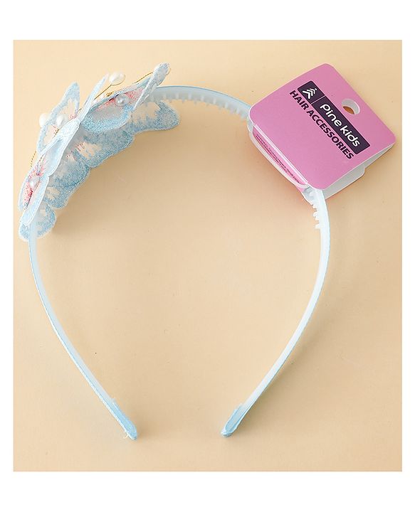 Pine Kids Free Size Hair Band With Butterfly Applique - Light Blue