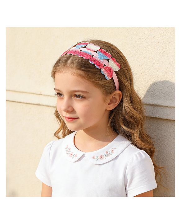 Pine Kids Free Size Hair Band With Butterfly Applique - Multicolour