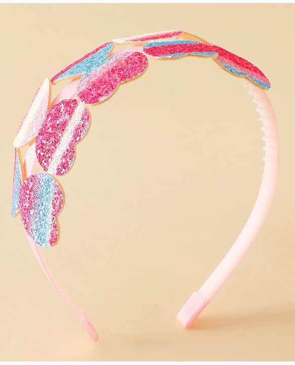 Pine Kids Free Size Hair Band With Butterfly Applique - Multicolour