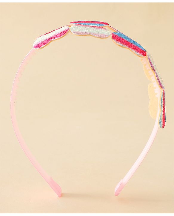 Pine Kids Free Size Hair Band With Butterfly Applique - Multicolour