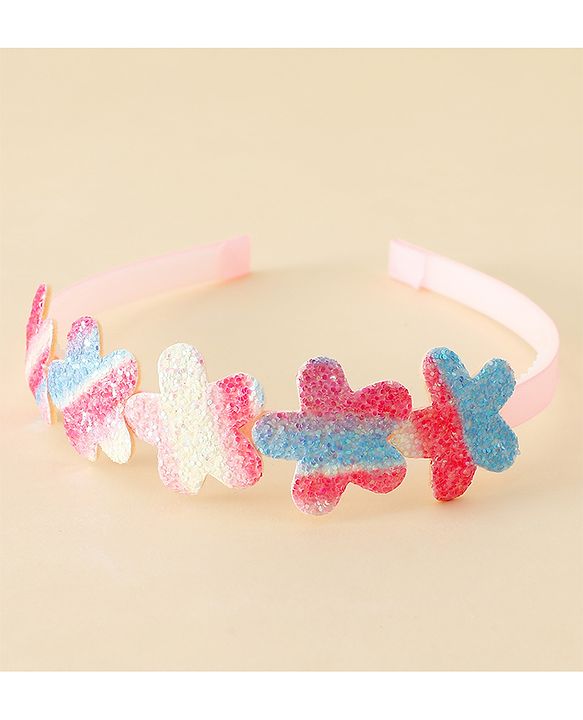 Pine Kids Free Size Hair Band With Floral Applique - Multicolour