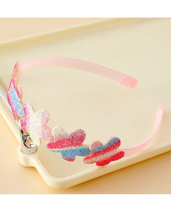 Pine Kids Free Size Hair Band With Floral Applique - Multicolour