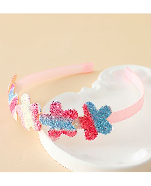 Pine Kids Free Size Hair Band With Floral Applique - Multicolour