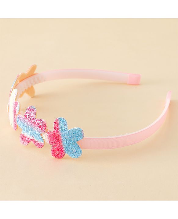 Pine Kids Free Size Hair Band With Floral Applique - Multicolour
