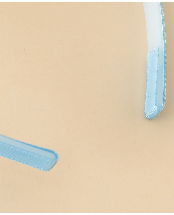 Babyhug Free Size Hair Band With Bow & Sequinned Floral Applique -Light Blue