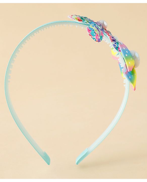 Babyhug Free Size Hair Band With Bow & Sequinned Floral Applique - Multicolour