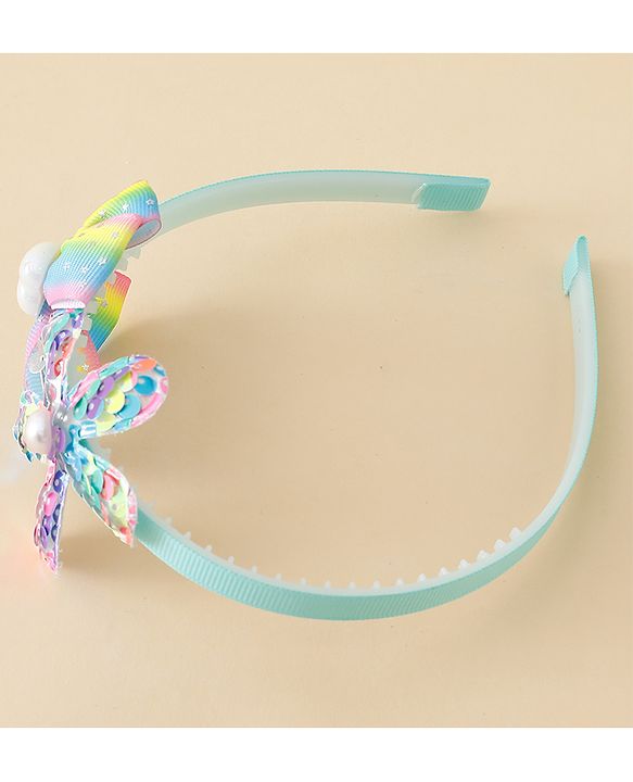Babyhug Free Size Hair Band With Bow & Sequinned Floral Applique - Multicolour