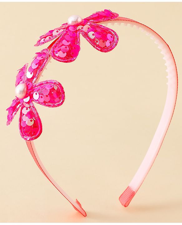 Babyhug Free Size Hair Bands with Floral Applique - Fuchsia