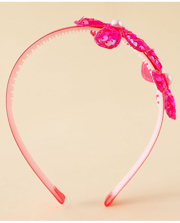 Babyhug Free Size Hair Bands with Floral Applique - Fuchsia