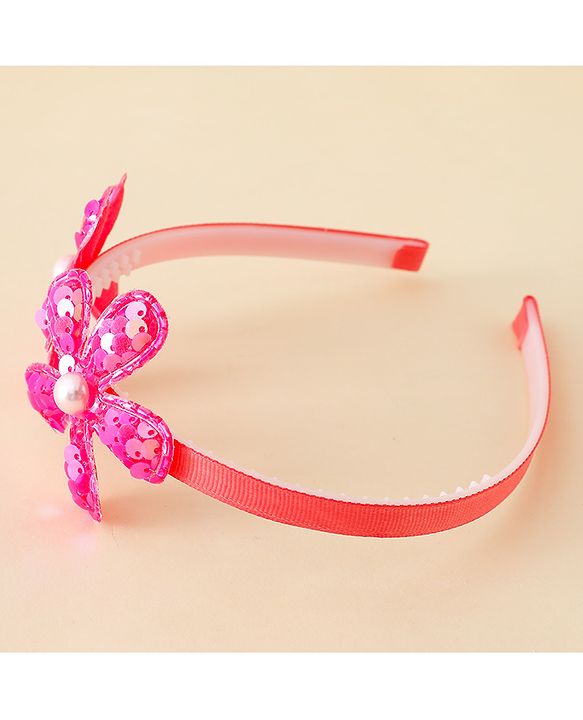 Babyhug Free Size Hair Bands with Floral Applique - Fuchsia
