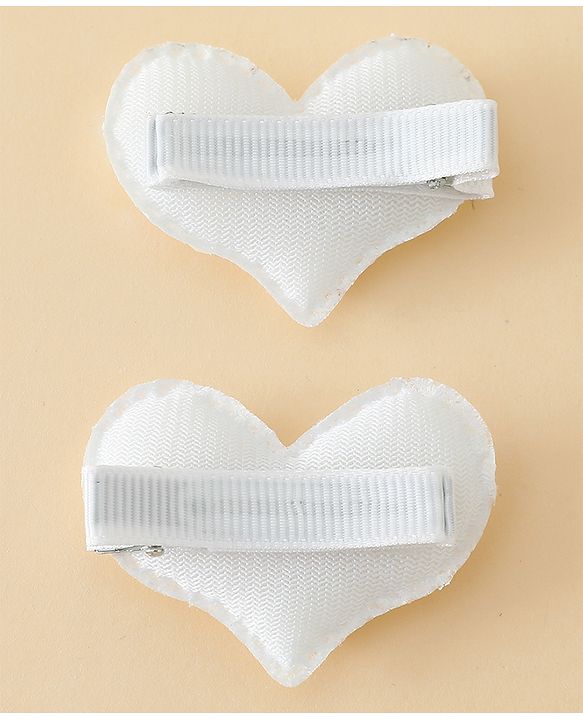 Pine Kids Free Size Sequin Heart Hair Clips Pack Of 2 - White.