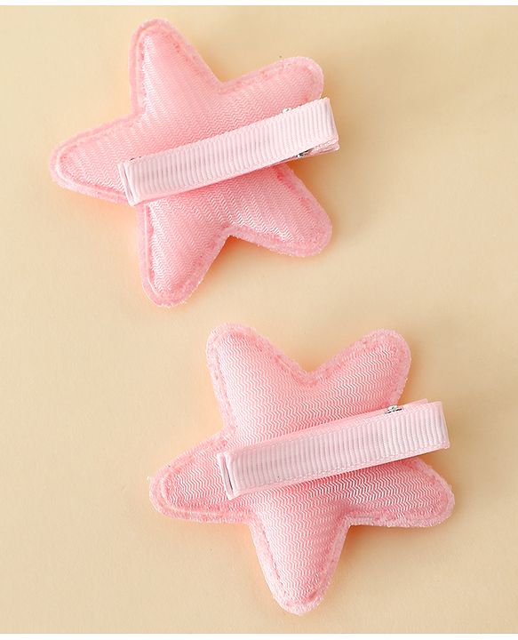Babyhug Free Size Sequin Star Hair Clips Pack Of 2 - Pink.
